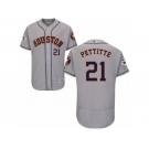 Houston Astros #21 Andy Pettitte Authentic Grey Road 2017 World Series Bound Flex Base MLB Jersey