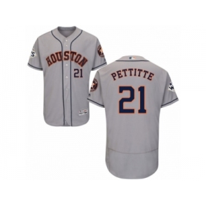 Houston Astros #21 Andy Pettitte Authentic Grey Road 2017 World Series Bound Flex Base MLB Jersey