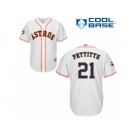 Houston Astros #21 Andy Pettitte Replica White Home 2017 World Series Bound Cool Base MLB Jersey