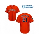 Houston Astros #21 Jon Singleton Replica Orange Alternate 2017 World Series Bound Cool Base MLB Jersey