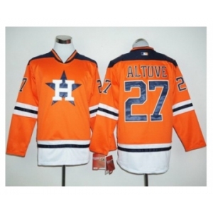 Houston Astros #27 Jose Altuve Orange Long Sleeve Stitched Baseball Jersey