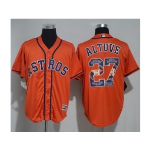 Houston Astros #27 Jose Altuve Orange Team Logo Fashion Stitched MLB Jersey