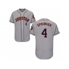 Houston Astros #4 George Springer Authentic Grey Road 2017 World Series Bound Flex Base MLB Jersey