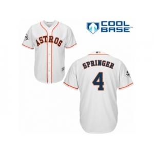 Houston Astros #4 George Springer Replica White Home 2017 World Series Bound Cool Base MLB Jersey