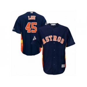 Houston Astros #45 Carlos Lee Replica Navy Blue Alternate 2017 World Series Bound Cool Base MLB Jersey