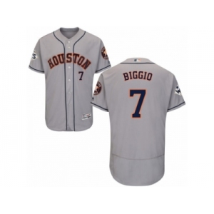 Houston Astros #7 Craig Biggio Authentic Grey Road 2017 World Series Bound Flex Base MLB Jersey