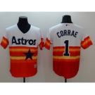 Men Houston Astros #1 Carlos Correa Majestic Orange Flexbase Authentic Cooperstown Player Jersey