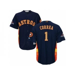 Men Houston Astros #1 Carlos Correa Navy 2018 Gold Program Cool Base Stitched Baseball Jersey