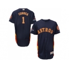 Men Houston Astros #1 Carlos Correa Navy Blue FlexBase Authentic 2018 Gold Program Cool Base Stitched Baseball Jersey