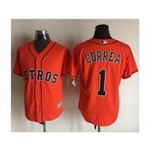 Men Houston Astros #1 Carlos Correa Orange 2016 Official Cool Base Jersey