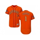 Men Houston Astros #1 Carlos Correa Orange FlexBase Authentic 2018 Gold Program Stitched Baseball Jersey