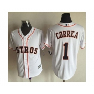 Men Houston Astros #1 Carlos Correa White 2016 Official Cool Base Jersey