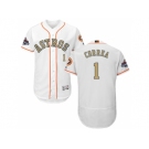 Men Houston Astros #1 Carlos Correa White FlexBase Authentic 2018 Gold Program Stitched Baseball Jersey