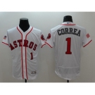 Men Houston Astros #1 Carlos Correa White Stars & Stripes 2016 Independence Day Flex Base Jersey