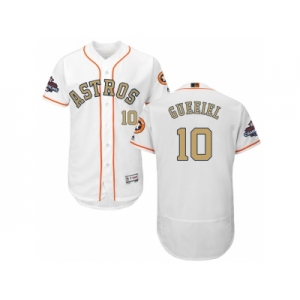 Men Houston Astros #10 Yuli Gurriel White FlexBase Authentic 2018 Gold Program Stitched Baseball Jersey