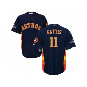 Men Houston Astros #11 Evan Gattis Navy 2018 Gold Program Cool Base Stitched Baseball Jersey