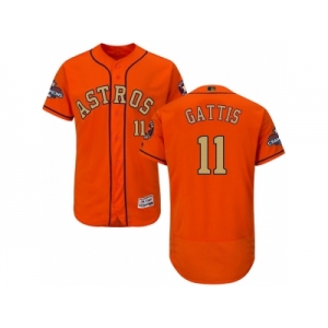 Men Houston Astros #11 Evan Gattis Orange FlexBase Authentic 2018 Gold Program Stitched Baseball Jersey