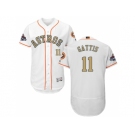 Men Houston Astros #11 Evan Gattis White FlexBase Authentic 2018 Gold Program Stitched Baseball Jersey