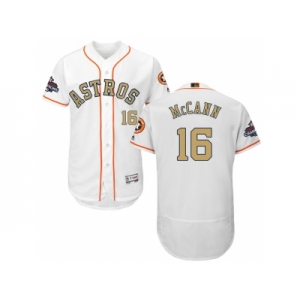 Men Houston Astros #16 Brian McCann White FlexBase Authentic 2018 Gold Program Stitched Baseball Jersey