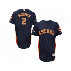 Men Houston Astros #2 Alex Bregman Navy Blue FlexBase Authentic 2018 Gold Program Cool Base Stitched Baseball Jersey