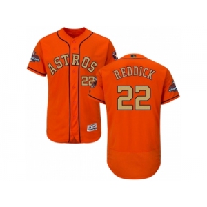 Men Houston Astros #22 Josh Reddick Orange FlexBase Authentic 2018 Gold Program Stitched Baseball Jersey