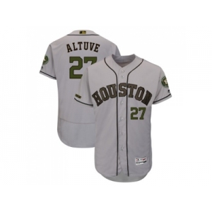 Men Houston Astros #27 Jose Altuve Grey Flexbase Authentic Collection 2018 Memorial Day Stitched MLB Jerse