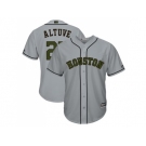 Men Houston Astros #27 Jose Altuve Grey New Cool Base 2018 Memorial Day Stitched MLB Jersey