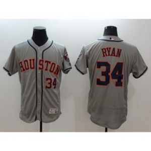 Men Houston Astros #34 Nolan Ryan Majestic Gray Flexbase Authentic Collection Player Jersey