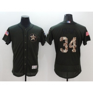 Men Houston Astros #34 Nolan Ryan Majestic Green Salute to Service Flexbase Authentic Collection Jersey