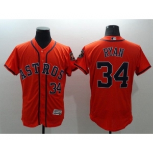 Men Houston Astros #34 Nolan Ryan Majestic Orange Flexbase Authentic Collection Player Jersey