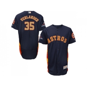 Men Houston Astros #35 Justin Verlander Navy Blue FlexBase Authentic 2018 Gold Program Cool Base Stitched Baseball Jersey