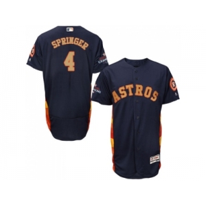 Men Houston Astros #4 George Springer Navy Blue FlexBase Authentic 2018 Gold Program Cool Base Stitched Baseball Jersey