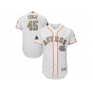 Men Houston Astros #45 Gerrit Cole White FlexBase Authentic 2018 Gold Program Cool Base Stitched Baseball Jersey