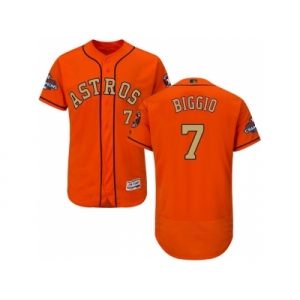 Men Houston Astros #7 Craig Biggio Orange FlexBase Authentic 2018 Gold Program Stitched Baseball Jersey