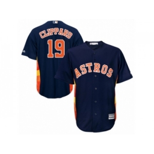 Men Majestic Houston Astros #19 Tyler Clippard Replica Navy Blue Alternate Cool Base MLB Jersey