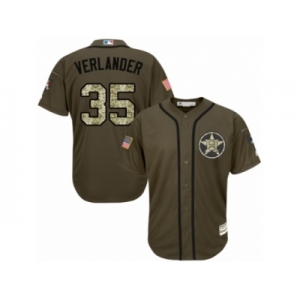 Men Majestic Houston Astros #35 Justin Verlander Replica Green Salute to Service MLB Jersey