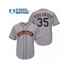 Men Majestic Houston Astros #35 Justin Verlander Replica Grey Road Cool Base MLB Jersey