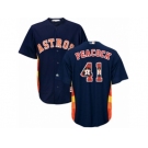 Men Majestic Houston Astros #41 Brad Peacock Authentic Navy Blue Team Logo Fashion Cool Base MLB Jersey