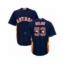 Men Majestic Houston Astros #53 Ken Giles Authentic Navy Blue Team Logo Fashion Cool Base MLB Jersey