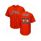 Men Majestic Houston Astros #53 Ken Giles Authentic Orange Team Logo Fashion Cool Base MLB Jersey