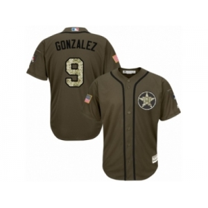 Men Majestic Houston Astros #9 Marwin Gonzalez Authentic Green Salute to Service MLB Jersey