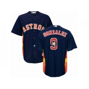 Men Majestic Houston Astros #9 Marwin Gonzalez Authentic Navy Blue Team Logo Fashion Cool Base MLB Jersey