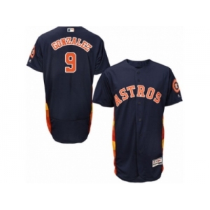 Men Majestic Houston Astros #9 Marwin Gonzalez Navy Blue Flexbase Authentic Collection MLB Jersey