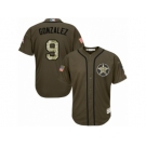 Men Majestic Houston Astros #9 Marwin Gonzalez Replica Green Salute to Service MLB Jersey