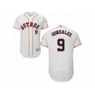 Men Majestic Houston Astros #9 Marwin Gonzalez White Flexbase Authentic Collection MLB Jerse