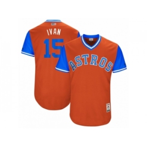 Men's 2017 Little League World Series Astros Carlos Beltran #15 Ivan Orange Jersey