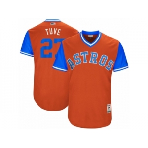 Men's 2017 Little League World Series Astros Jose Altuve #27 Tuve Orange Jersey