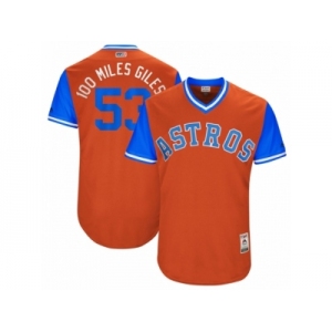 Men's 2017 Little League World Series Astros Ken Giles #53 100 Miles Giles Orange Jersey