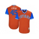 Men's 2017 Little League World Series Astros Michael Feliz #45 Fuego Orange Jersey