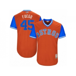 Men's 2017 Little League World Series Astros Michael Feliz #45 Fuego Orange Jersey